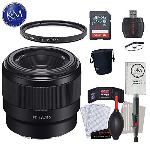 Sony FE 50mm f/1.8 Lens w/ 32GB Memory and Lens Bundle