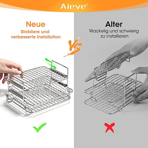 Aieve Heißluftfritteuse Grillrost Airfryer Zubehör Double Stack XL kompatibel mit Ninja AF400EU 9,5L / Ninja foodi max dual zone / SL400EUCP/ AF500EU / AF500EUCP – Bild 6