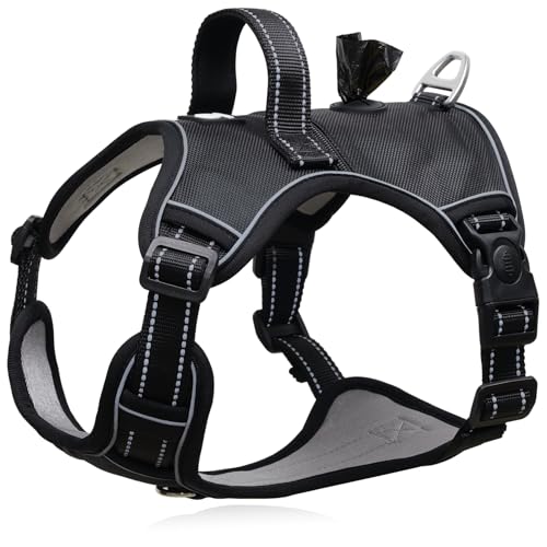 MESVIER Pechera para Perro Chico Mediano Grande, Arnés para Perros Ajustable Reflectante Sin Tirones con Bolsa de Almacenamiento y Asa de Control...