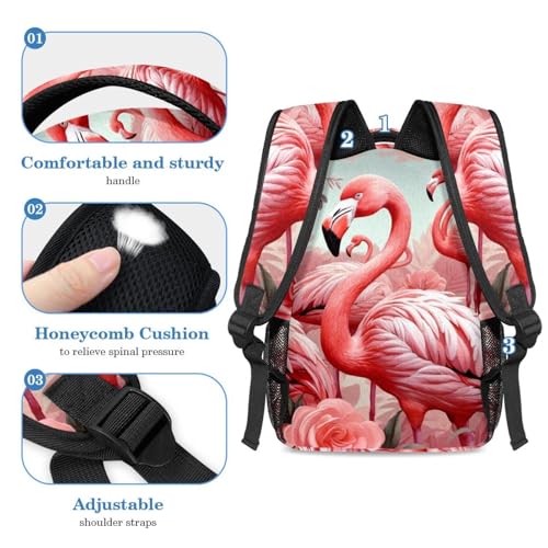 Ensemble cartable Flamant rose robuste imperméable et trousse d'école - 4
