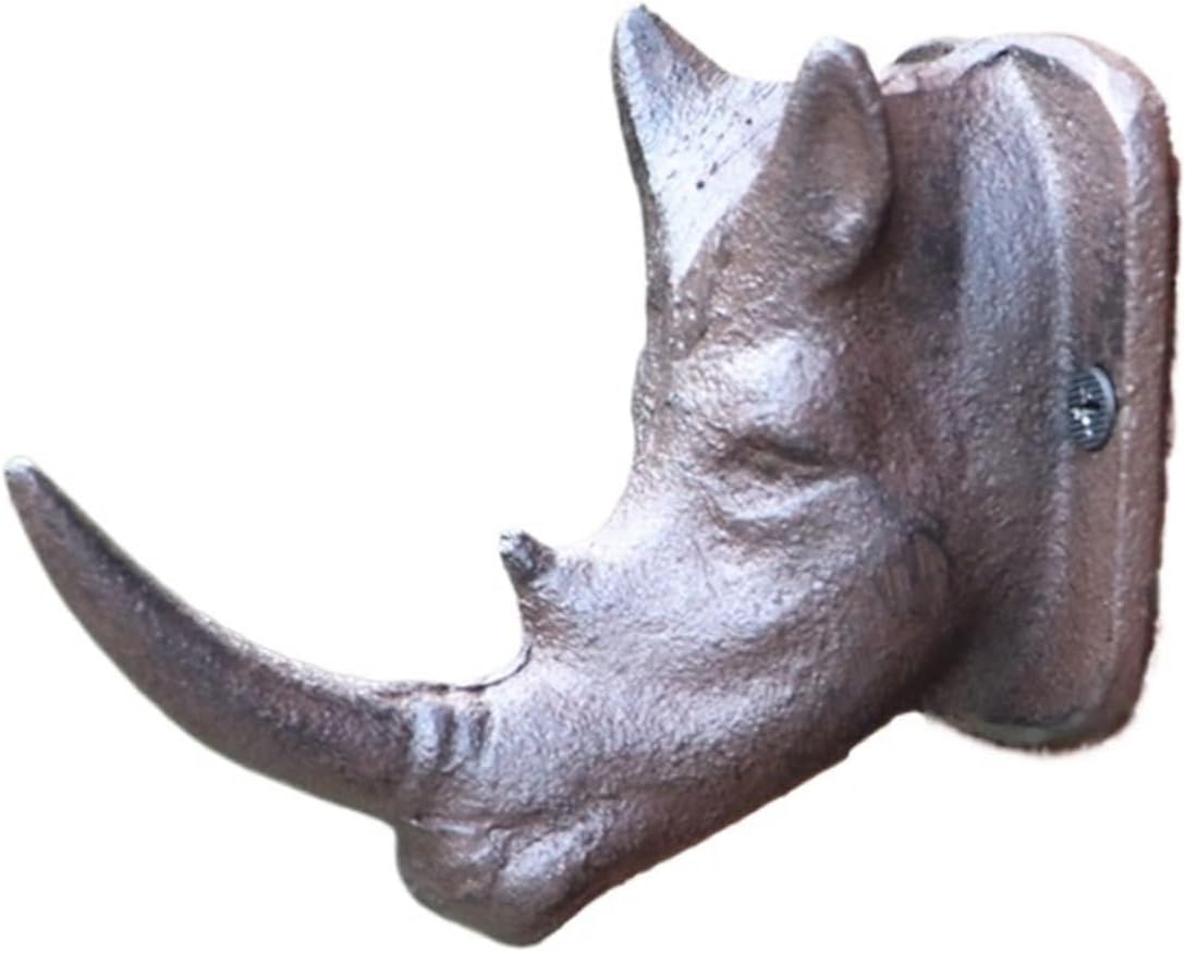 Decorative Hook Cast Iron Creative Animal Head Hooks, Rhinoceros Door Behind The Foyer Garden Entrance Hook Hanging Clothes and Hats, Debris