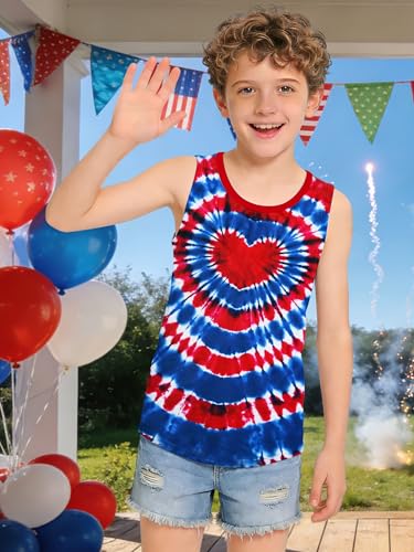 Image of CAZYCHILD Girls American Flag Tank Tops Boys 4th of July Shirts USA Summer Sleeveless Tee Independence Day Outfit 5-14y