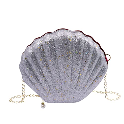 Glitter Seashell Crossbody Purse Mini Cellphone Shoulder Bag Holder Box Shell Chain Clutch Handbag
