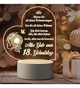 Giftasy Geschenk zum 18. Geburtstag Mädchen - LED Acryl Nachtlicht Lampe, Geburtstagsgeschenk für...