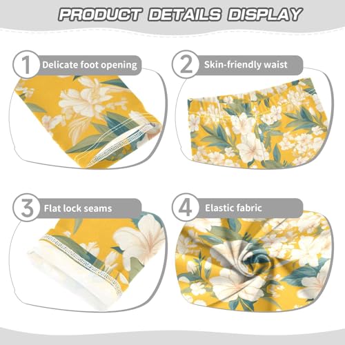 KLL Gold Star Flowers Toddler Girls Cotton Leggings Casual High Waisted Workout Pants Running3