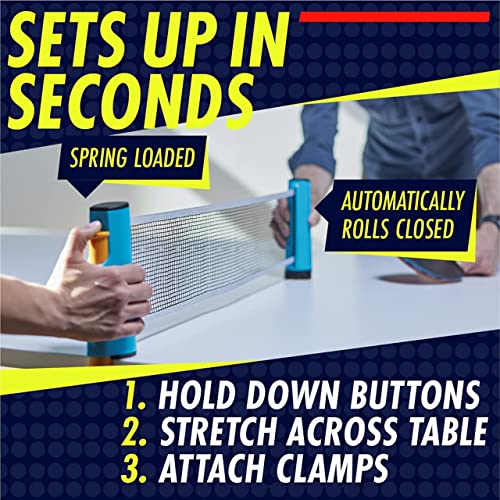 image for NIBIRU SPORT Ping Pong Retractable Net with Posts, Weatherproof Table 