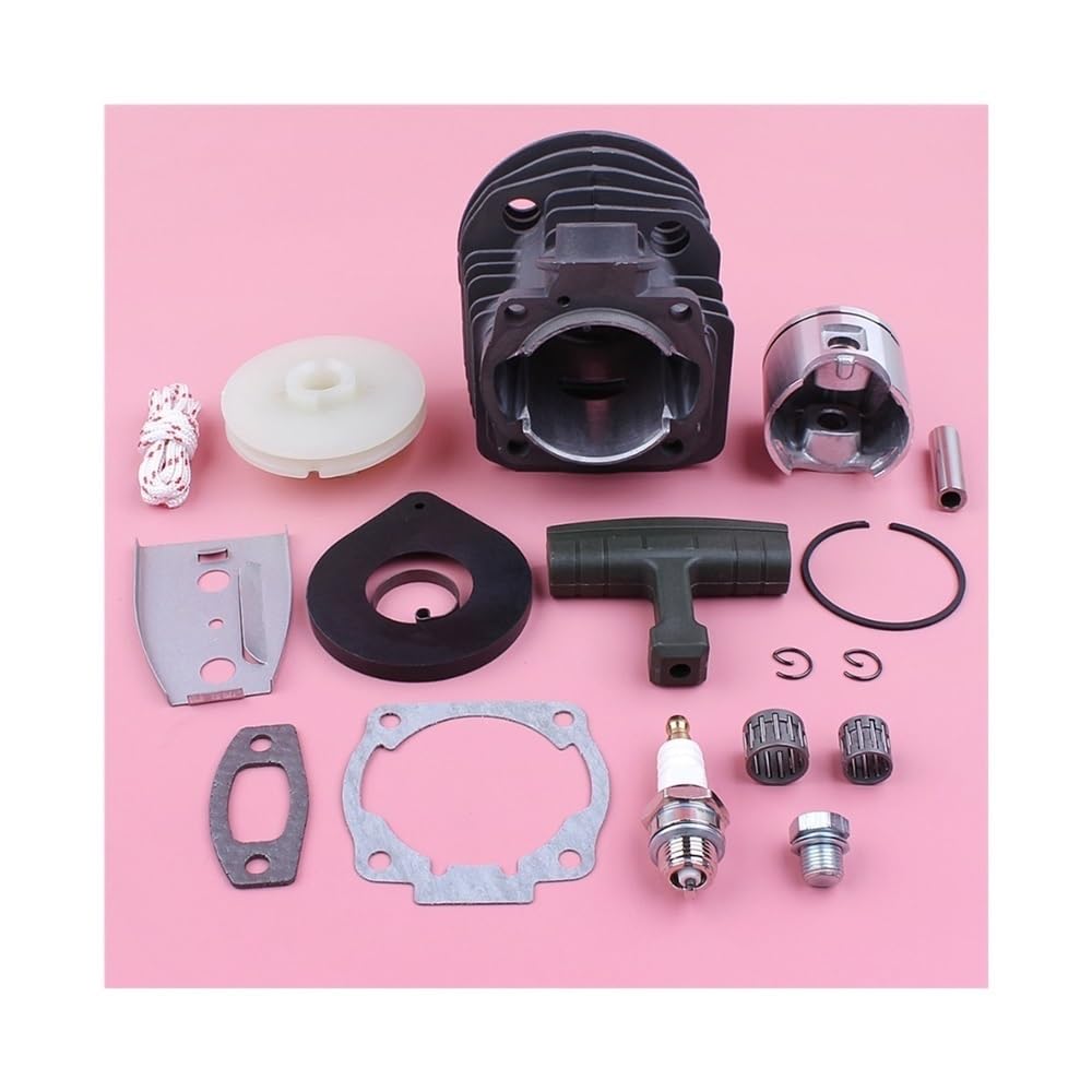 Kit de pistón de Cilindro de 46 mm con polea de Arranque por Retroceso, empuñadura y Cuerda. Compatible con motosierras 55 y 51. Pieza de Repuesto.
