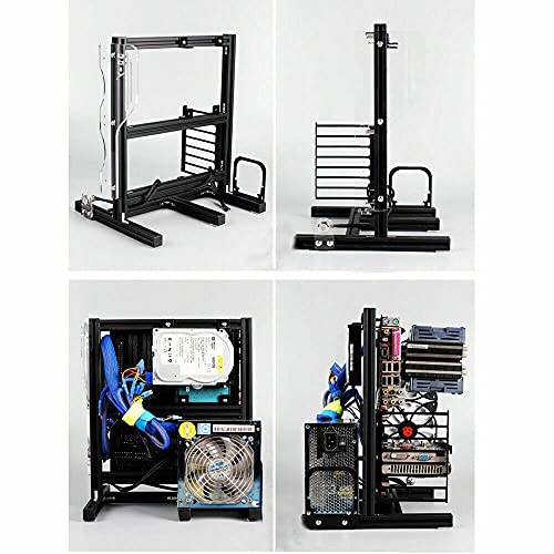 Banco de pruebas para PC ATX, chasis abierto para pruebas de motherboard ITX/ATX/Micro-ATX, compatible con refrigeración por aire y líquida (Negro) miniatura 5