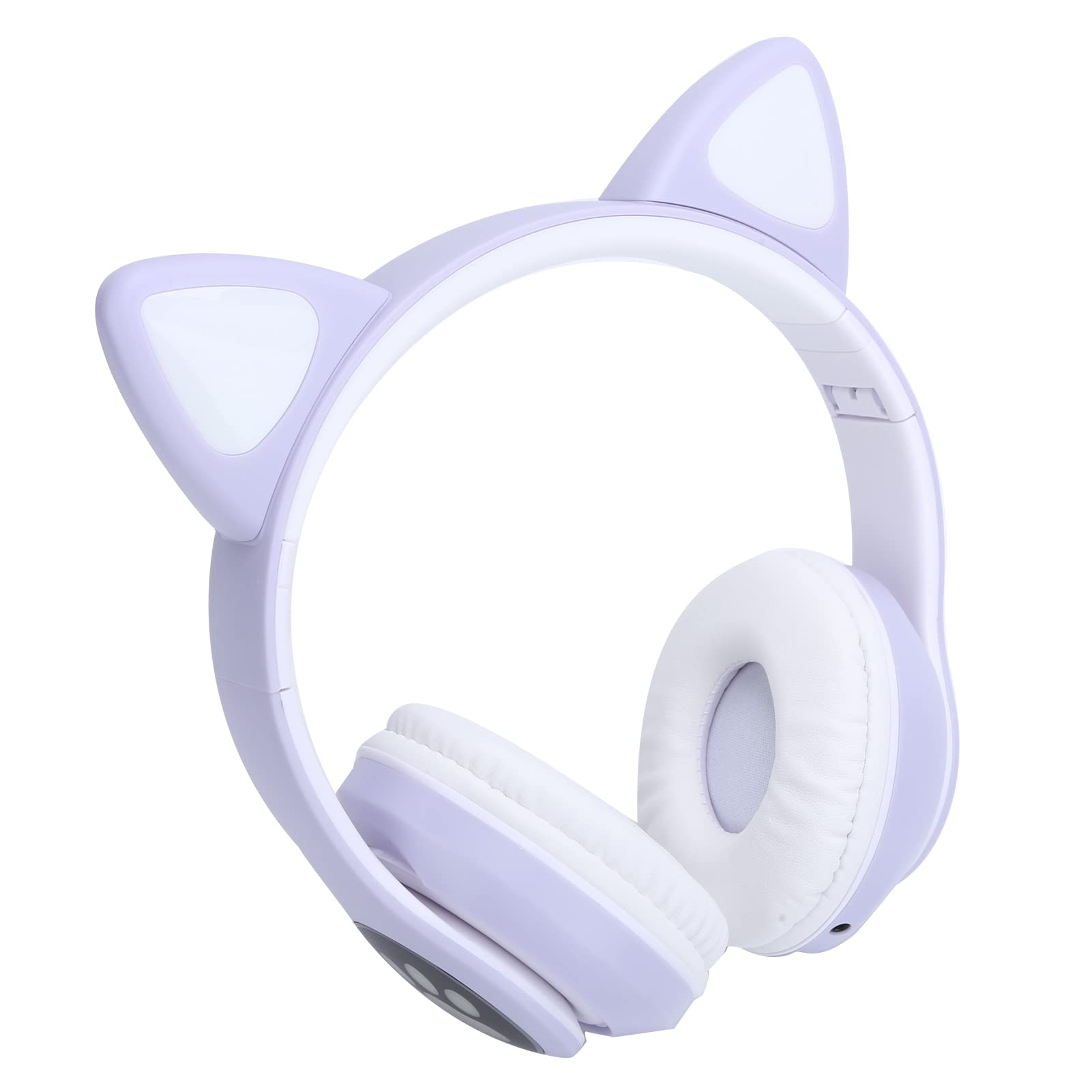 Cyrank Auriculares Inalámbricos, Auriculares Bluetooth 5.0 Lindos Auriculares para Juegos con Orejas De Gato con Luz LED Auriculares Inalámbricos para Juegos(Púrpura)