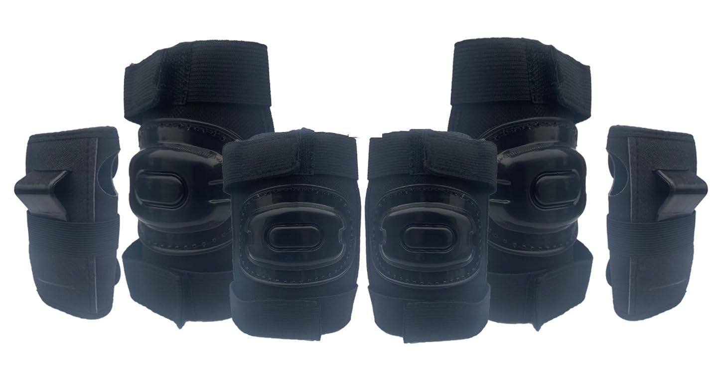 Rioff® Protective Set Guard Protection kit with Knee, Elbow and Wrist Guards (Set of 6) Suitable to Kids of Age 6-15 Years for Skating, Cycling, Roller Skating (Black) (Medium (7 Years -10 Years)) (B0CWNH953G) Amazon Price History, Amazon Price Tracker