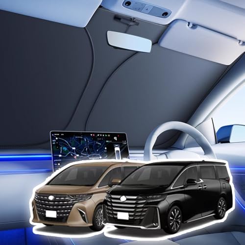 FOR 新型 アルファード40系 ヴェルファイア40系(2023年6月~現行)車用サンシェード フロントウィンドウサンシェード 紫外線防御 日焼け止め 遮光 断熱 傷防止 折りたたみ式 取り付け簡単 二重層 シルバーブラック アルファード40系 アクセサリ