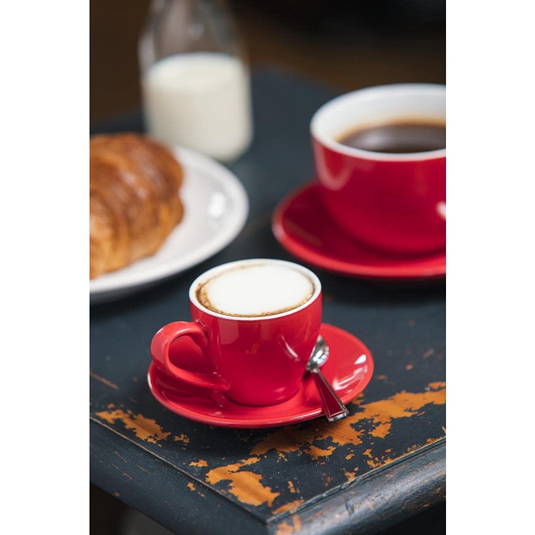 Olympia gk085 café Espresso con platillos, rojo (Pack de 12)