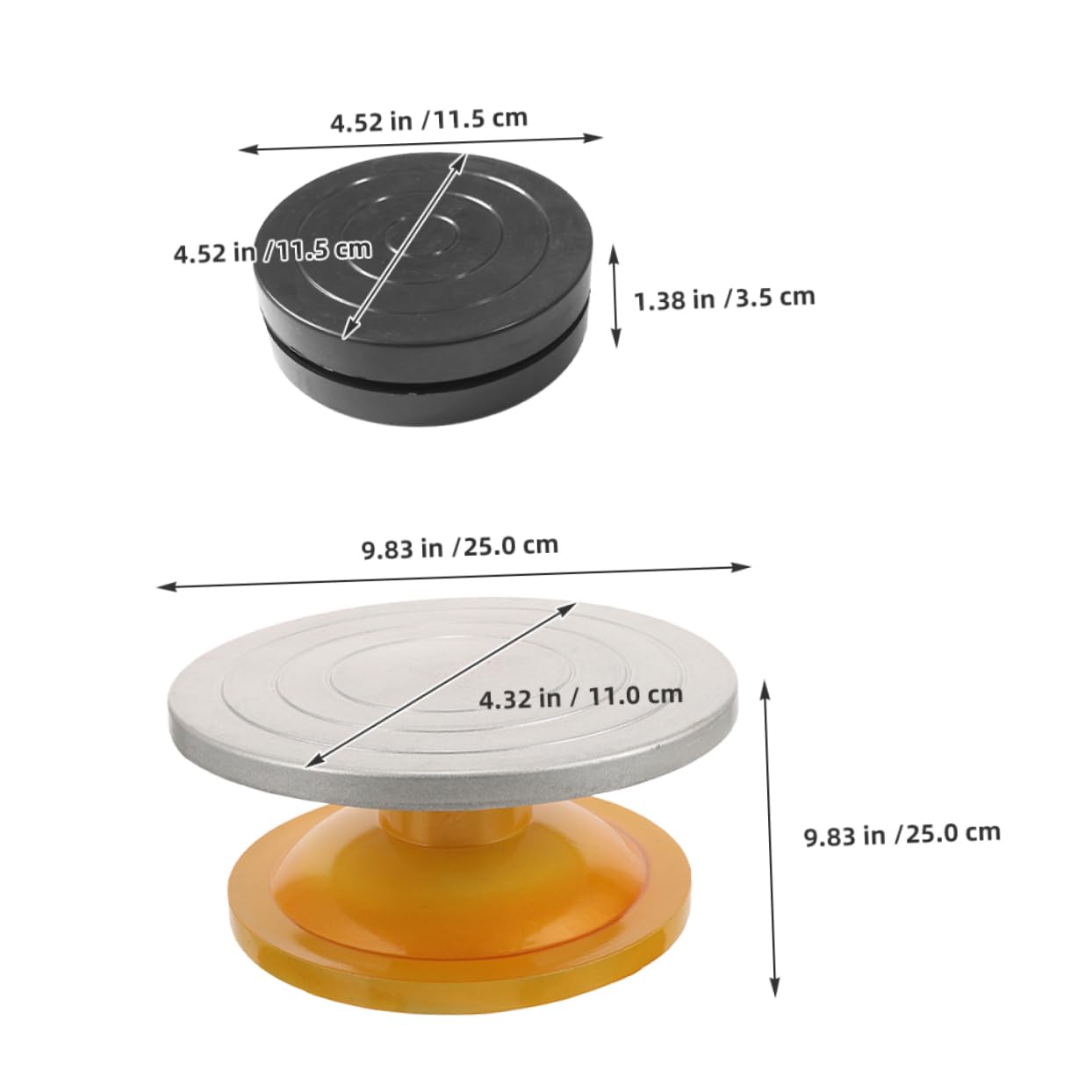 Amosfun Tavola Girevole per Decorazione Torte 25cm 2 Pezzi Metallo Plastico