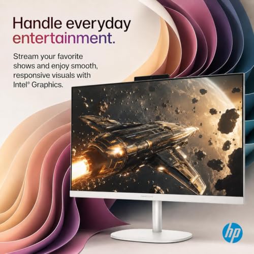 Image of HP OmniStudio 24 inch Full HD All-in-OneDesktop Computer, 16GB DDR5 RAM, Intel Quad-Cores, 512GB Exernal and 128GB UFS Storage, WiFi6, Keyboard & Mouse, Windows 11