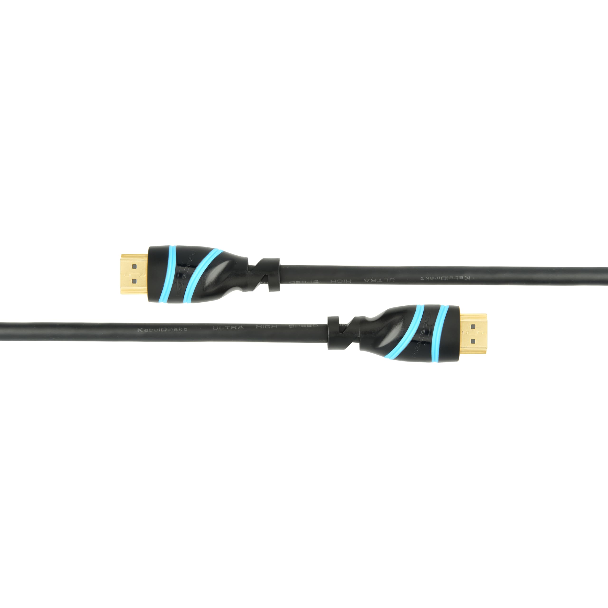 KabelDirekt – Cavo HDMI 2.2 16K & 8K – 2x 2m – Flexcore, nero/blu