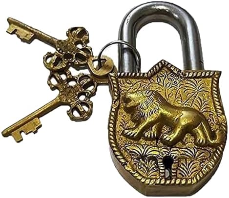 Brass Padlock - Lock with Keys - Working Functional - Brass Made Golden Tiger Padlock.