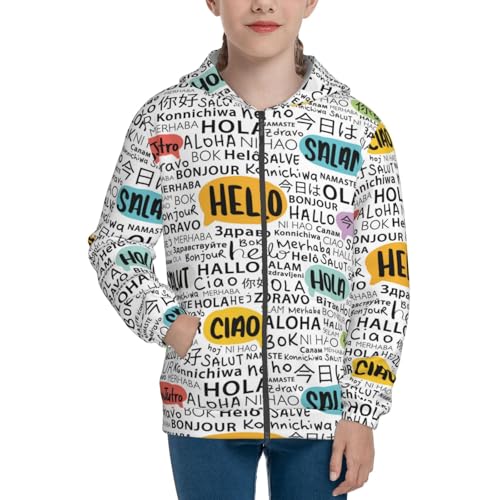 Hello Kid Hoodies Boys Zip Up Sweatshirts Girls Pullover with Pocket3