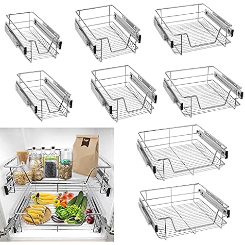 Froadp Under Shelf Storage Basket with Extended Rail Telescopic Shelving Slide Out Wire Drawer Pull-Out Pantry Organizers for Cabinet Cupboard Kitchen Storage Organisation(50cm, 2pcs/Set) Cover