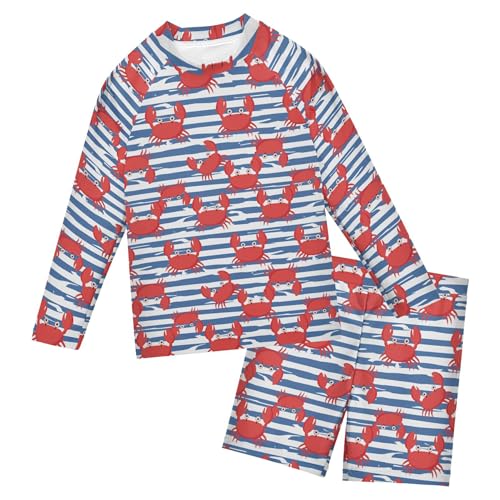 Cute Crab Baby Boys' Toddler Long Sleeved Rashguard Swim Bathing Suit Set B0404069