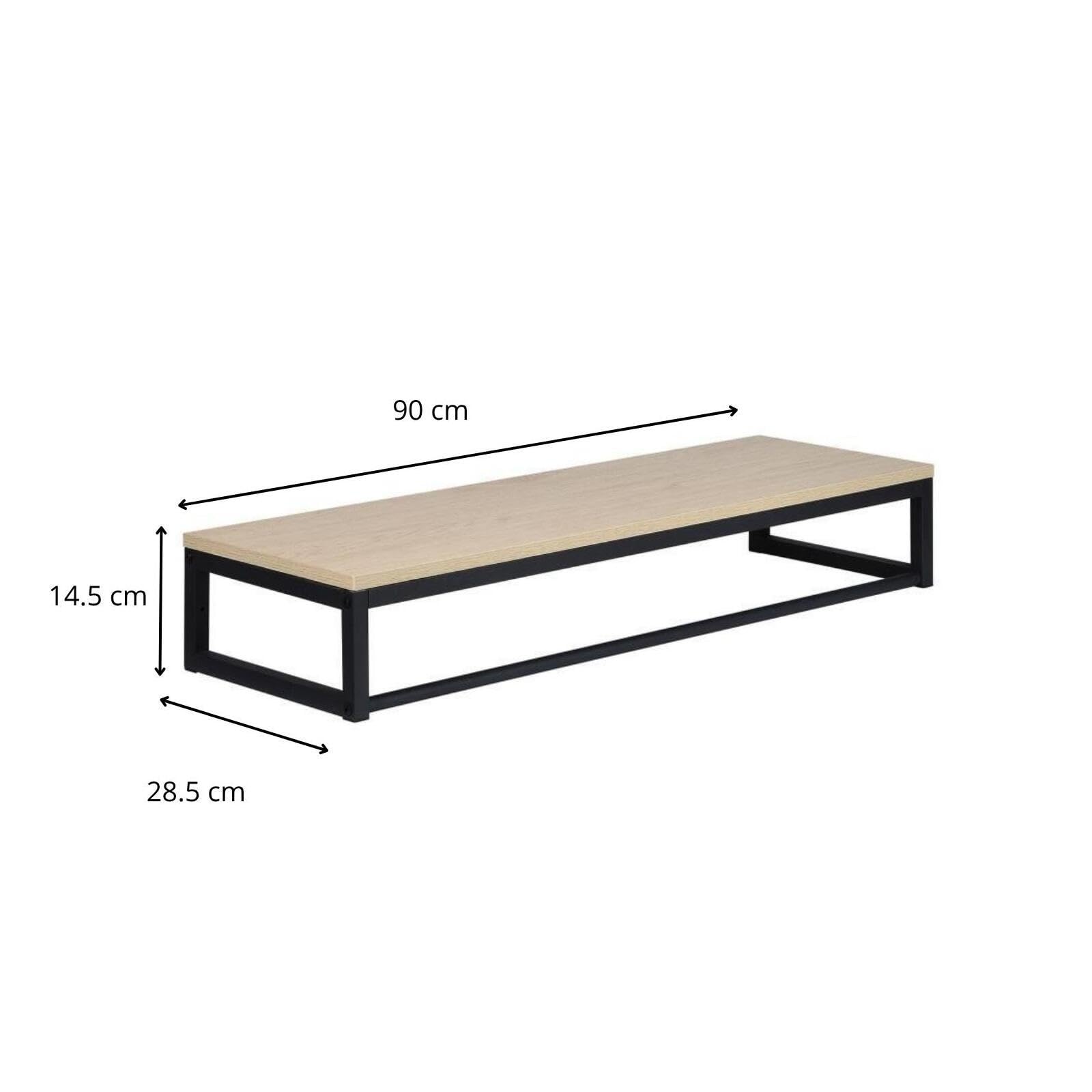 MOB-IN Etagère penderie Murale Bois et métal Noir 90x28,5cm