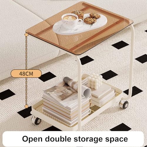Table d'appoint de canapé en verre trempé résistante à la chaleur pour salon