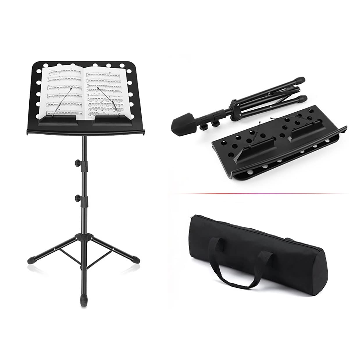 Leggio Musicale, Leggio per Spartiti E Leggio da Tavolo A Doppio Uso, Leggio in Metallo Regolabile E Pieghevole, con Borsa per Il Trasporto, Ideale per Esibizioni Strumen,