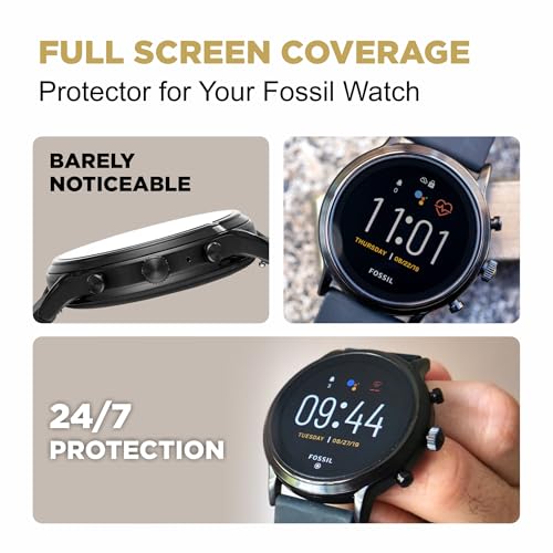 Image of {3 Pack Screen Guard For FOSSIL GEN 5 CARLYLE JULIANNA Smart Watch (1.28 inch) | Anti Scratch | HD Clear | Touch Sensitive | Gen5 9H Screen Protector [Not Tempered Glass]