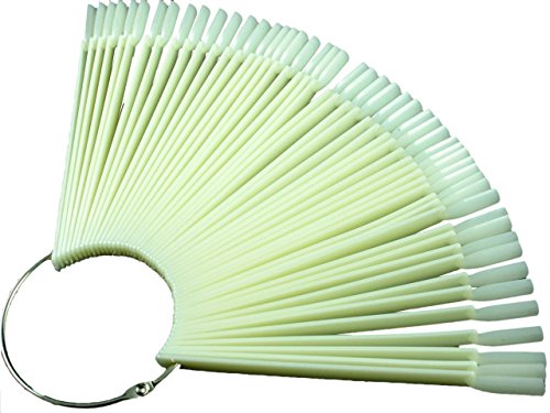1Set(50Pcs) Fan-shaped False Fake Nail Art Tips Sticks Polish Gel Salon Display Nail Art Practice Templates (white)