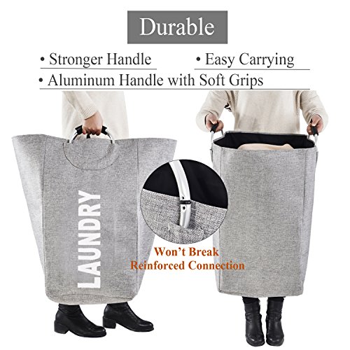 Large Collapsible Laundry Hamper Bag With Handles, 15 X 15 X 26 Inches Foldable Clothes Basket For Washing Storage #TOP2