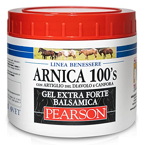 ARNICA 100 S - Arnica para caballos, gel extrafuerte Balsámica Pearson [500 ml]. Crema Arnica Gel fuerte con garra del diablo y alcanfora. Pomada desmaquillante y relajante