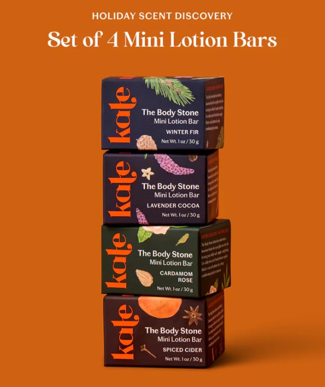 Kate McLeod Winter Rituals Mini Body Stone Gift Set ( Lavender Cocoa, Cardamom Rose, Spiced Cider, and Winter Fir)