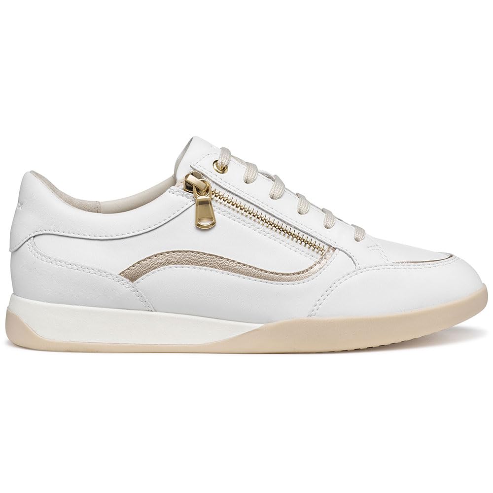 Geox Women's D MARYEMY C Trainers, White/LT Gold, 39 EU