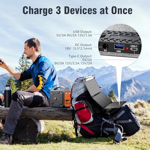 Image of Portable Solar Panel Charger 30W, Foldable Solar Panel Kit with DC /USB C /USB A Output for Power Bank Station Phone Tablet, High Efficiency Waterproof Solar Panel for Camping RV Van Backpacking