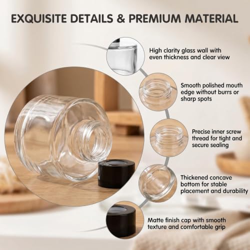 Set de 2 botellas difusoras redondas de vidrio con tapa negra miniatura 3