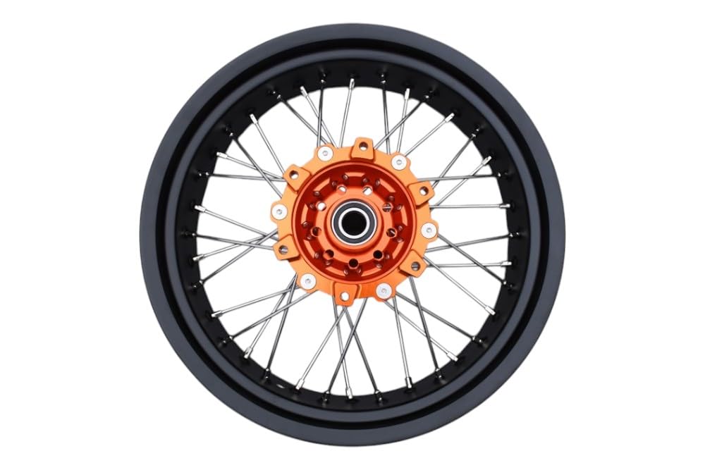 avdb -moto felga/szprychy koło tylne 5" x 17" kompatybilne z KTM ENDURO 690 / 690R 2008-2017, SUPER MOTO 690 2007-2009, SMC/SMC-R 690 2008-19, HUSQVARNA 701 ENDURO 20166 -24 Super Moto (pomarańczowy)