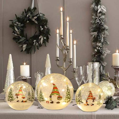 Decoraciones de mesa de Navidad con gnomos brillantes y luces LED programables 8