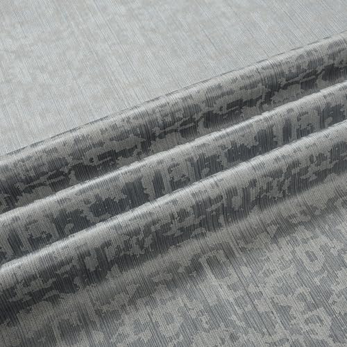 Image of Crosshatch Pastel Grey Polyester Window Curtains 5 Feet | Darkening Drapes with Eyelets | Set of 2 Panels for Living Room, Bedroom & Office