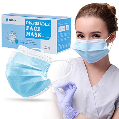 Lowest Price 50Pcs Disposable Face Mask, 3 Layer Protective Face Masks Breathable Non-Woven Mouth Cover with Ear Loops for adults Indoor & Outdoor Use Lowest Price 50Pcs Disposable Face Mask, 3 Layer Protective Face Masks Breathable Non-Woven Mouth Cover with Ear Loops for adults Indoor & Outdoor Use