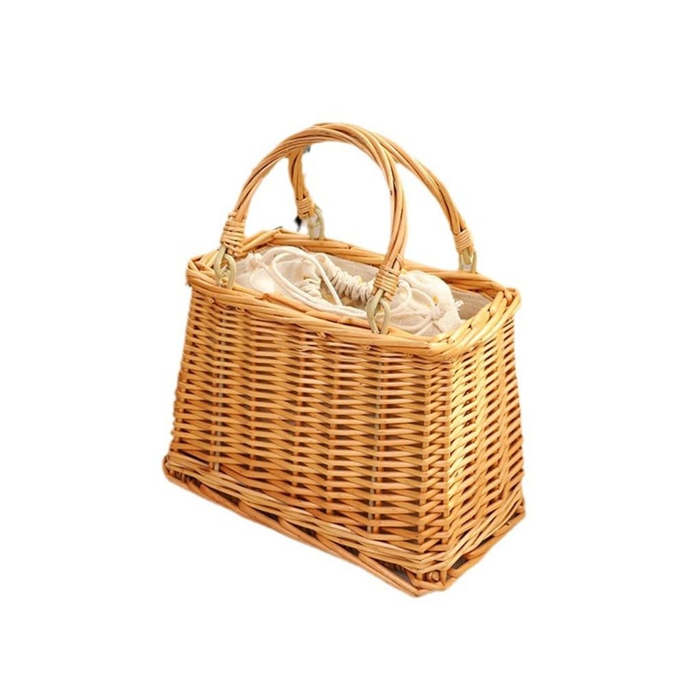 Wicker Picnic Basket Outdoor Handmade Woven Picnic Flower Basket for Picnic Camping Outdoor