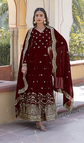 Image of Fashion Basket Faux Georgette Sequins Anarkali Dress for Women