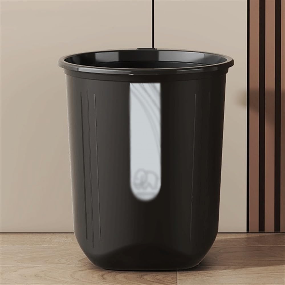 Bidoni della spazzatura Cestino for la spazzatura, rotondo, di colore pieno, con anello compressione, in materiale plastico, adatto for casa, cucina, ufficio, cestino for carta straccia(Nero)