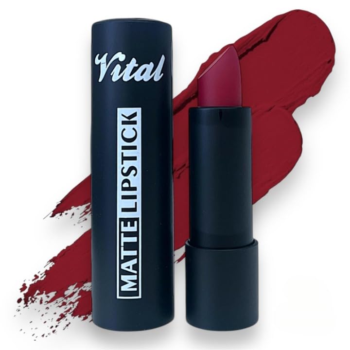 Vital Horizon Matte Lipstick - 27 Rich Shades - Long-Lasting, Waterproof, Non-Drying Formula (Red Flame)