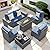 VONZOY 7 Piece Patio Furniture Set with Fire Pit Table, Outdoor Conversation Sets Wicker Rattan Sectional Sofa with Coffee Table, 4'' Thickened Cushion Navy Blue (Include Waterproof Cover)