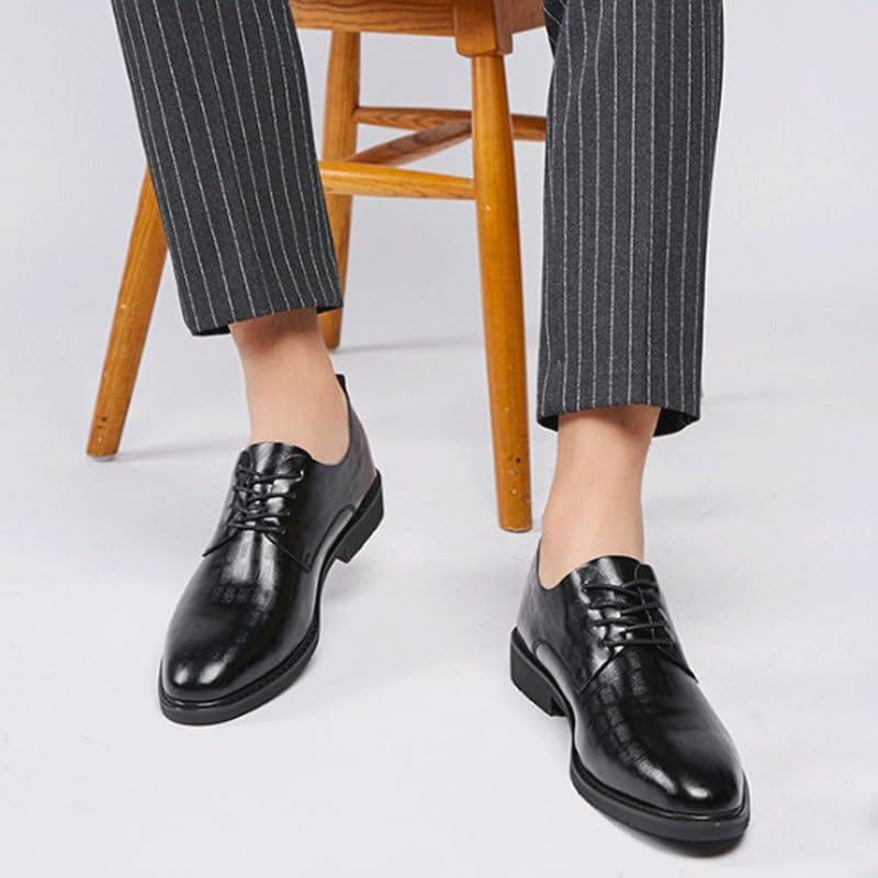 Classic Round Toe Shiny Checkered Comfortable Dress Shoes Business Formal Lace-up Oxfords Modern Casual Derby Shoes3