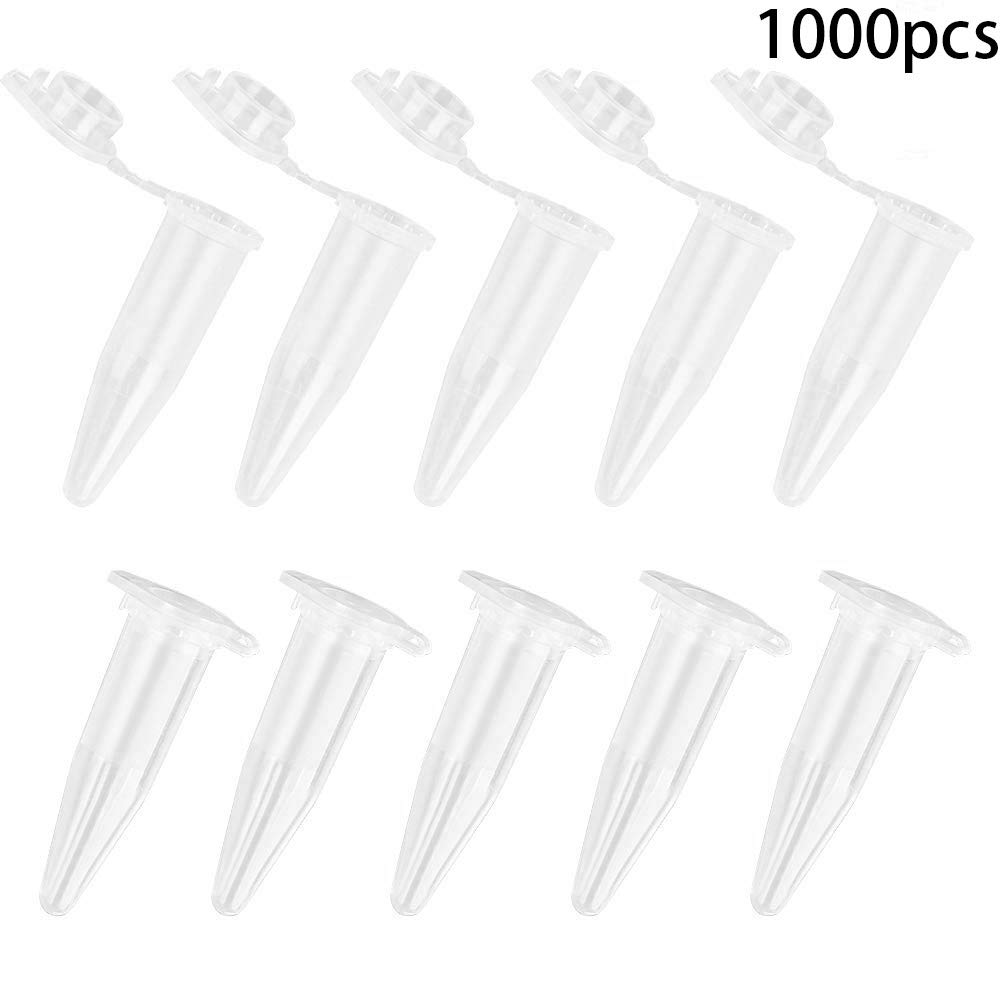 1000 Pezzi Mini Centrifuga Tubi 1,5 Ml Centrifuga Flacone In Plastica Trasparente Brillante Con Tappo di Chiusura Piatto