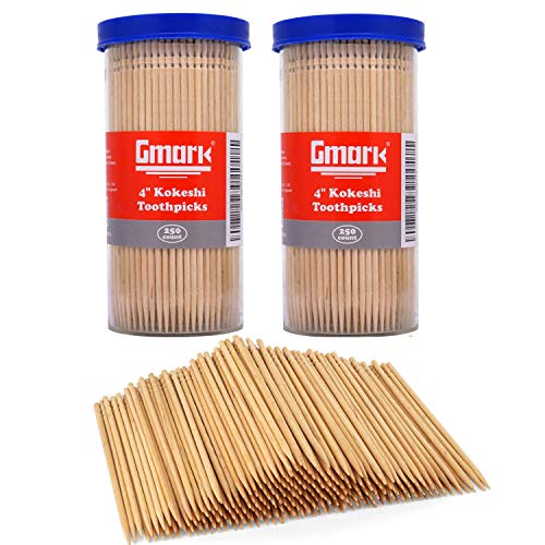 Gmark Premium 4" Kokeshi Toothpicks Skewers 500ct (2 Packs of 250) Extra long