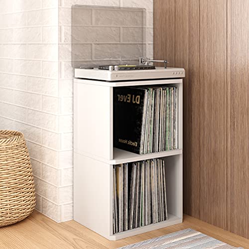 Way Basics Vintage Vinyl Record Cube 2-Shelf Storage, Organizer - Fits 170 Lp Albums (Tool-Free Assembly And Uniquely Crafted From Sustainable Non Toxic Zboard Paperboard) White #TOP2