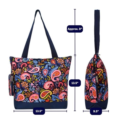 Image of NGIL Medium Top Zipper Closure Canvas Tote Bag with Attached Matching Coin Purse For Moms and Nurses
