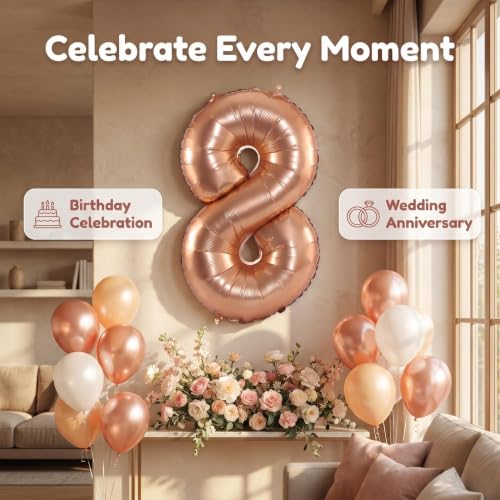 Image of YPSelected 32 Inch Large Foil Helium Number Balloon Birthday Wedding Party 0-9 (Orange, 8)