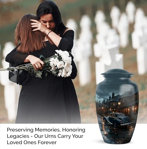 Image of Personalized Car - Funeral Urns For Adult Ashes Women - Large Burial Urn For Human Ashes Adult Male - Cremation Urns For Men - 10 Inch - Large With Velvet Bag - Memorial Urns For Human Ashes